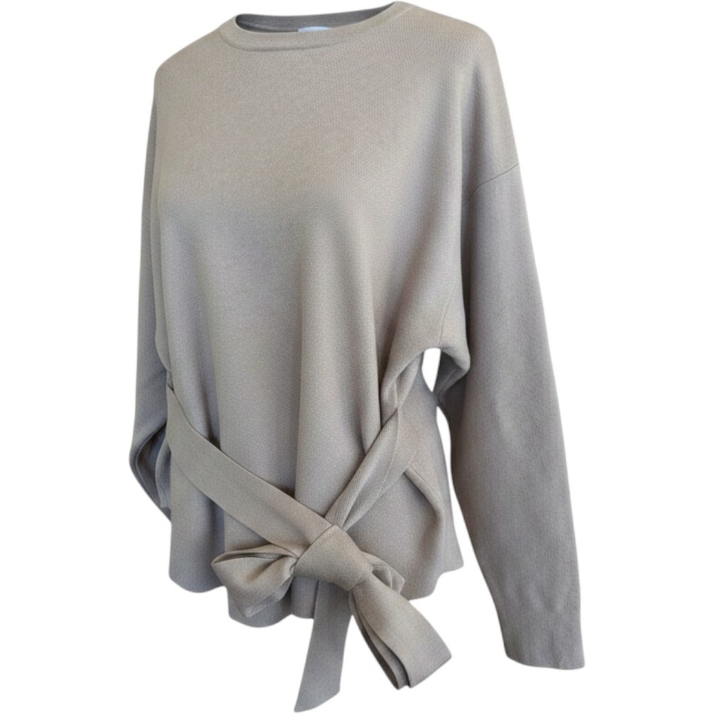 Modern Citizen‎ Nara Tie-Front Knit Sweater Taupe Extra Large XL